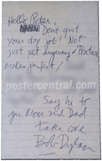 Bob Dylan autograph letter